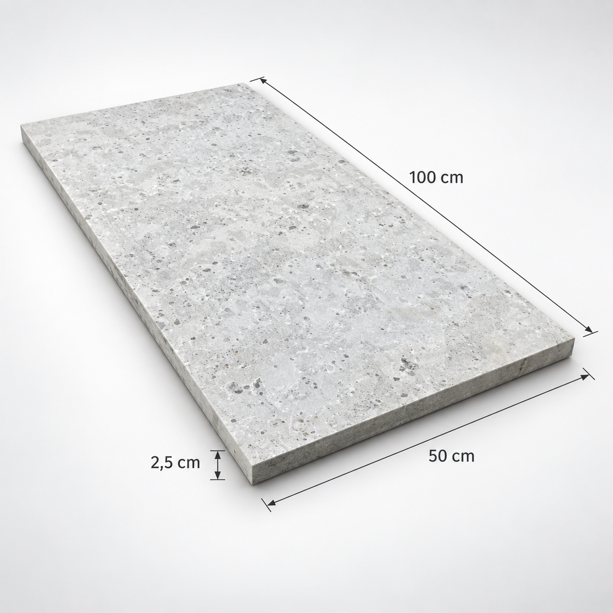 Pisada de ardósia cinza natural com medidas 100 x 50 cm e 2,5 cm de espessura